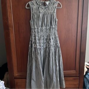 GAP White and Blue Ruched Smocked Sundress
